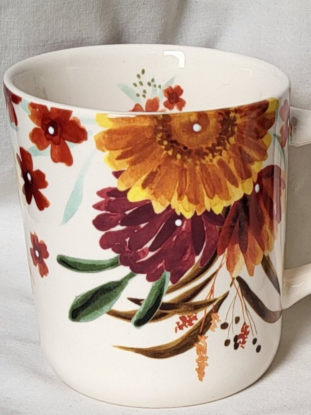 Tabletops Gallery Mugs Autumn Floral Set of 2 Bloomcore Bohemian Bright Colorful